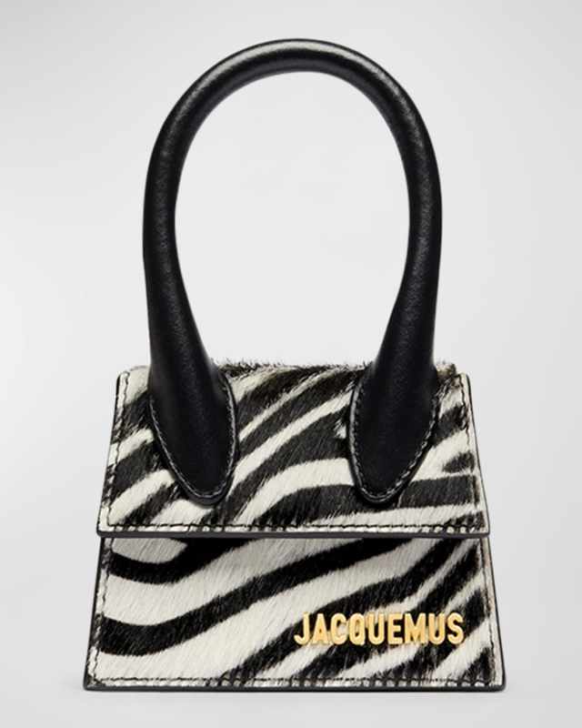 Le Chiquito Zebra Printed Leather Top-Handle Bag